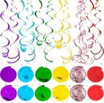 Hsytek 12 vnt. kabančių spiralinių girliandų rinkinys, 6 spalvų spiralinės girliandos dekoracija, dvigubos spiralės žiedų vainikas gimtadieniams, vestuvėms, vakarėliams
