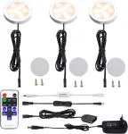 Aiboo Led ap&scaron;vietimas po spintele virtuvei, &scaron;iltai balta, 3 vnt. su laidu, reguliuojamas ap&scaron;vietimas po spintele su jungikliu ir ki&scaron;tuku, spintelės &scaron;viestuvas, naktinė lemputė, vitrinos ap&scaron;vietimas su nuotoliniu valdymu