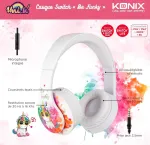 Konix Unik žaidimų ausinės, skirtos Ps4, Ps5, Switch, XBOX - Integruotas mikrofonas - 1,2 m kabelis - 3,5 mm lizdas - Be Funky - Vienaragio motyvas