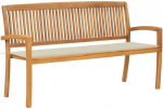 Sudedamas sodo suoliukas su pagalvėle, 159 cm, tikmedis