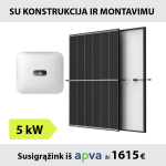 5kW Saulės elektrinės komplektas su montavimu: Huawei inverteris + TrinaSolar saulės moduliai