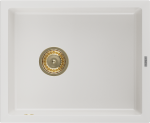 Granitinė virtuvinė plautuvė Mexen Pedro su sifonu, Baltas+Gold, 560 x 460 mm