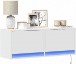 TV staliukas Sieninė TV spintelė su LED lemputėmis, balta, 100x31x35cm