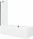Vonia Mexen Cube su apdaila ir stiklo sienele, 170x80 cm + 60 cm, Baltas+Juodas/Transparent