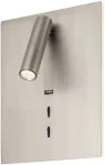 16W + 3W LED sieninis &scaron;viestuvas ZEN, nikelio sp., 3000K, &scaron;viesos kampas 120&deg;, skaitymo &scaron;viestuvėlio - 20&deg;, su USB, 01-2997