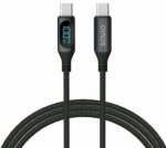 Kabelis Savio USB Type-C Male - USB Type-C Male with Digital Ekranas 1m