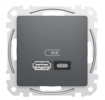 SCHNEIDERE USB įkrovimo lizdas Schneider Sedna Design SDD114404 A+C 45W PD juodas antracitas