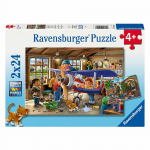 Ravensburger Dėlionė 2x24 vnt. - Lėktuvų ir traukinių remontas