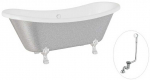 Vonia Besco Amelia Glam 190, Sidabrinis+Chrome, su sifonu su persipylimu Klik-klak Chrome
