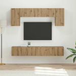 TV staliukas TV spintelių komplektas 5 pcs Balta Apdirbta mediena
