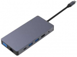 Extra Digital Adapteris USB Type-C - 2x HDMI, VGA, LAN, 3x USB Type-A, SD, TF, USB Type-C PD100W, Aux