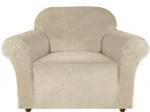Vienvietis veliūrinis fotelio užvalkalas smėlio spalvos