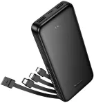 I&scaron;orinis akumuliatorius Hoco 10000 mAh 2A su keturiais integruotais kabeliais USB A + USB C + Lightning + Micro USB J163 juodas
