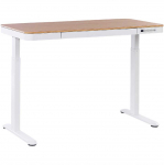 Beliani Biurko regulowane elektrycznie KENLY Ruda/ balta 120 cm 60 cm Z portem USB