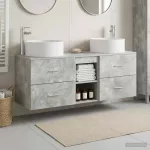 Vonios baldų rinkinys 3 vnt. Betono pilka 49,5 x 44,5 x 65,5 cm