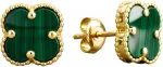 Geltono aukso auskarai su malachitais Brasco 56516
