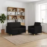 Sofa Sofos komplektas su saugojimu 2 vnt. Juoda Poliesteris