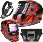 Red Technic Automati&scaron;kai patamsėjanti suvirinimo kaukė su filtru Raudonas TECHNIC RTAPS0062
