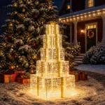 Kalėdinių LED dovanų dėžučių rinkinys 250 LED &Scaron;ilta balta