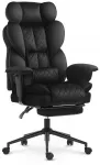 Hells Chair Biuro kėdė su kojų atrama ir reguliuojamais porankiais, veliūrinis audinys, juoda
