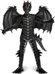 Spooktacular Creations vaiki&scaron;kas juodo drakono kostiumas su sparnais ir kauke 60816