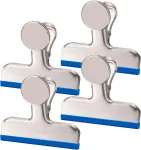 Magnamagnet magnetinis metalinis spaustukas, dideli magnetiniai spaustukai, magnetai su spaustukais &scaron;aldytuvui, stiprūs magnetai magnetinei lentai, mokyklai, biurui ir lentai, 4 vnt.