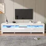 TV staliukas Balta televizoriaus spintelė 190cm, Led, iki 80 colių, 24cm gylis