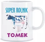 Karvės Super Ūkininko puodelis su karvės motyvu + bet koks vardas
