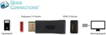 Good Connections Displayport 1.4 į Hdmi 2.0 adapteris - 4k / Uhd @ 60hz - Dp ki&scaron;tukas į Hdmi lizdą - paauksuota jungtis su fiksavimu / fiksavimu - plonas dizainas - juodas, Hdmi-dp14g