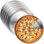 Vegoaty apvalios picos padėklai, 6 vnt., nerūdijančio plieno spalvos, 20 cm nerūdijančio plieno picos kepimo skarda, picos kepimo rinkinys i&scaron; dengto anglinio plieno, picos kepimo skarda, sveika ir netoksi&scaron;ka, lengvai valoma