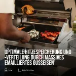 Enders Plancha grilio plok&scaron;tė, emaliuotas ketus, optimalus &scaron;ilumos sulaikymas ir paskirstymas, integruotas riebalų kanalas, auk&scaron;tas kra&scaron;tas, reguliuojamos kojelės, &scaron;oninės rankenos, 1100 cm&sup2; grilio pavir&scaron;ius #7780