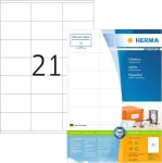 Herma 4634 adresų etiketės, 200 lapų, 70 x 41 mm, 21 etiketė viename A4 lape, 4200 vienetų, lipnios, spausdinamos, matinės, baltos popierinės adresų etiketės