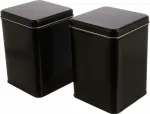 2 x Juodi metaliniai arbatos/kavos indeliai, 400g talpos, sukraunami