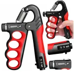 Lean Adjustable Hand Grip Trainer with Counter &ndash; Raudona (5&ndash;100 kg)