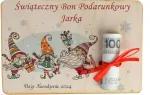 Kalėdinis dovanų čekis su graviravimu ir vieta pinigams