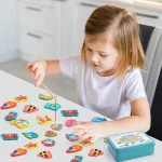 Wisplye magnetinis žvejybos žaidimas, vaiki&scaron;kas žaislas pagamintas i&scaron; medžio, montessori medinis žaislas, magnetinis žaidimas, smulkiosios motorikos lavinimo žaislas, dovana berniukams ir mergaitėms nuo 2 3 4 metų (mėlynas)