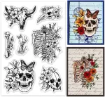 Globleland skaidrus antspaudas su Helovino skeletu, lelija, rože, drugelio silikoninis antspaudas, gėlės, skaidrus antspaudas, skirtas "pasidaryk pats" scrapbooking kortelių gamybai, nuotraukų albumams, žurnalams
