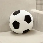 Pliu&scaron;inis futbolo žaislas, medžiaginis kamuolys, purūs futbolo kamuoliai, pripildyti futbolo kamuoliai, sportinė pagalvėlė, skirtas žaidimui ir glostymuisi, mink&scaron;tas mielas žaislas mergaitėms, berniukams, kūdikiams (22 cm, juodas)