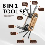 Rockbros dviračio daugiafunkcinis įrankis 8 in 1 multitools remonto rinkinys mini lengvi sulankstomi įrankiai mtb priedai plento dviračio įrankis 45cr
