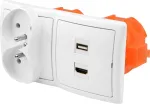 Simon Lizdas 1x Usb 3.0, 1x Hdmi 2.1, 2x 230v, įleidžiamas