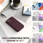 Surphy silikoninis dėklas, suderinamas su iphone 14, silikoninis dėklas su ekrano apsauga, iphone 14 silikoninis dėklas su kameros apsauga, mobiliojo telefono dėklas iphone 14 apsauginis dėklas 6,1 colio 2022 (plum)