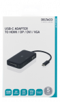 Deltaco USB-C į HDMI adapteris / DP / DVI / VGA, 4K, DP, juodas / USBC-Multi