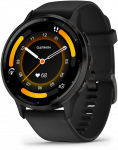 I&scaron;manusis laikrodis Garmin Venu&reg; 3, 45 mm, Skalūno spalvos nerūdijančiojo plieno apvadas, su juodu korpusu ir silikoniniu dirželiu