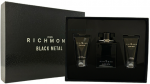 Set John Richmond: Juodas Metal Natural Cleansing Du&scaron;o želė, 50 ml + Juodas Metal Losjonas kūnui, 50 ml + Juodas Metal Eau De Parfum For Men, 100 ml