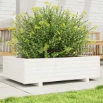 Sodo lovelis, baltas, 90x60x26,5cm, pu&scaron;ies medienos masyvas