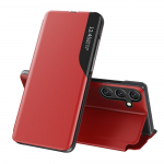 Hurtel Eco Leather View Case elegant su piniginės ir stovelio funkcionalumu Samsung Galaxy A36 - dėklas telefonui raudonos spalvos