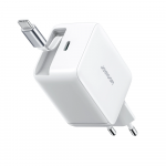 Joyroom JR-TCL06 67W GaN laidinis įkroviklis su Built-in Retractable USB-C kabeliu - baltos spalvos