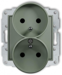 Karlik Elektrotechnik 61MGPR-2zp MINI Dvigubo lizdo mechanizmas rėmui su įžeminimu 2x(2P+Z) (srovės kelio sklendės) sage 61MGPR-2zp