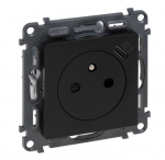 Legrand 756336 VALENA LIFE 2p+su lizdas su USB C tipo lizdu, juodas 756336
