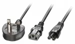 Maitinimo Kabelis - LINDY UK 3 Pin Ki&scaron;tukas į IEC C13 ir C5 Maitinimo Laidas, 10A/250V PVC, 2.5 m, Juodas